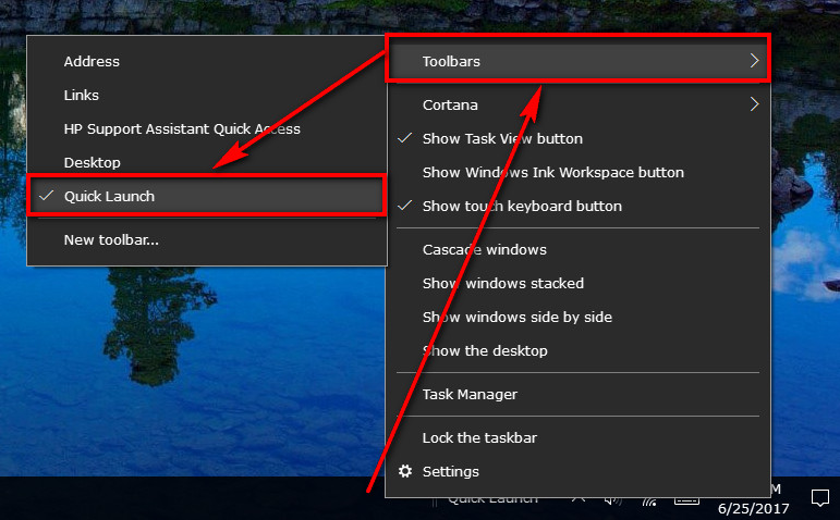 Taskbar windows add toolbars toolbar links tutorials right click tenforums