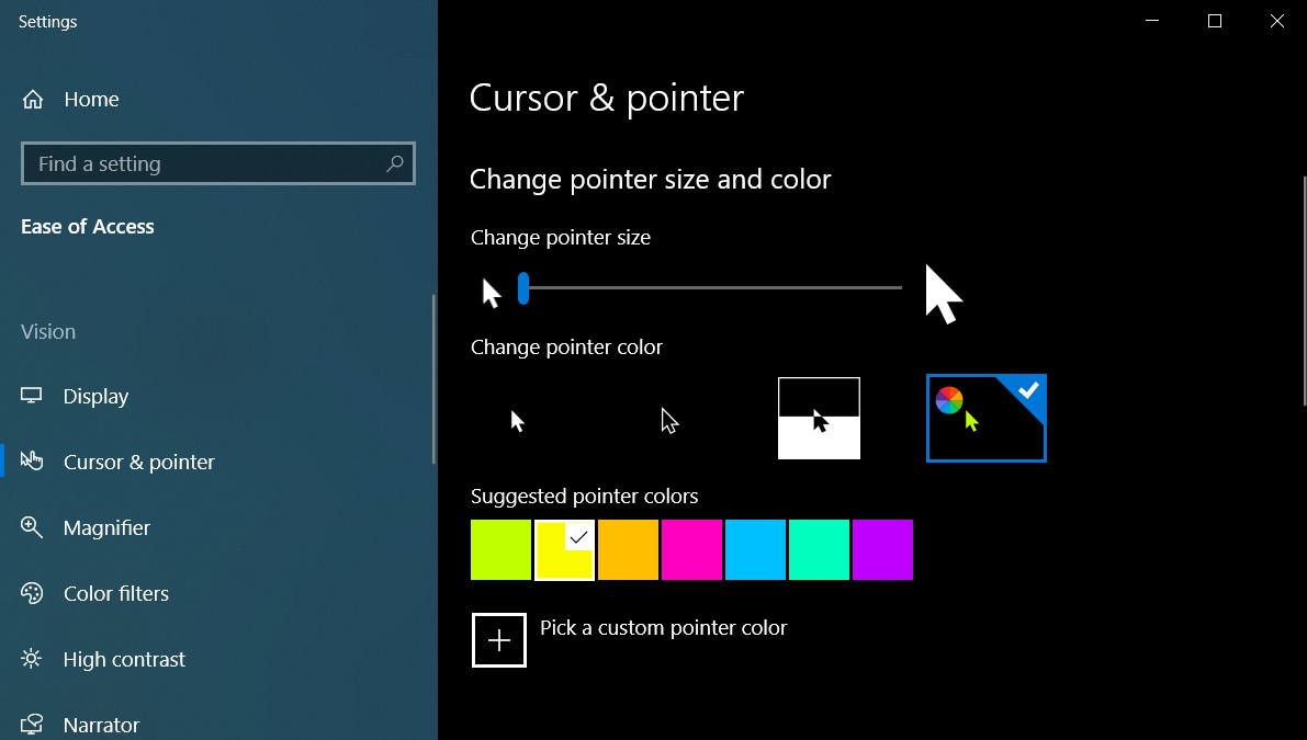 Change pointer cursor