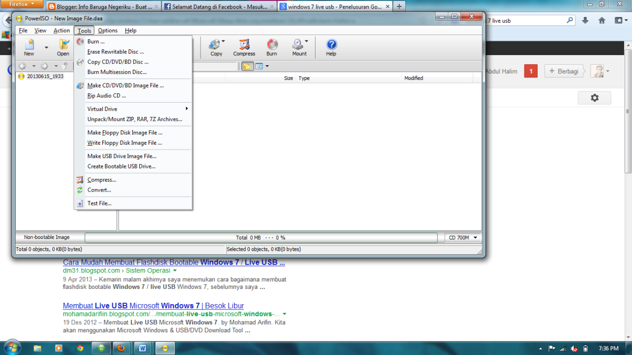 Cara membuat windows xp live usb