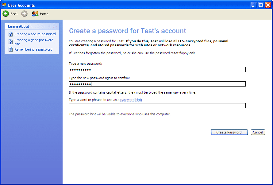 Cara membuat password pada komputer windows xp