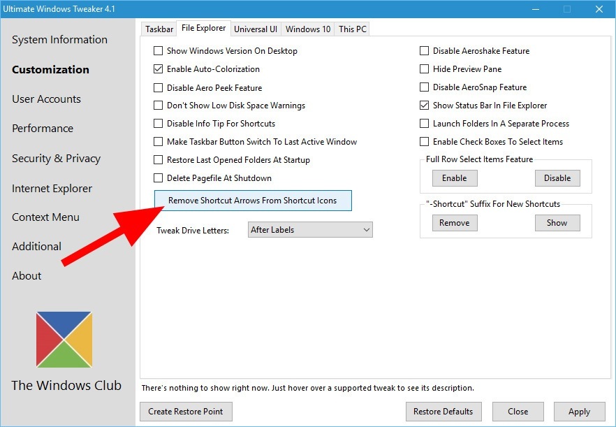 Cara menghilangkan panah shortcut windows 7