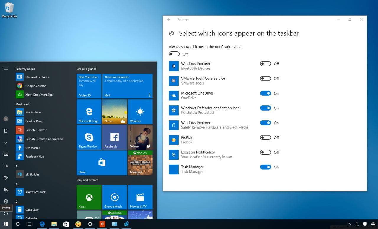 Cara menampilkan aplikasi di taskbar windows 10