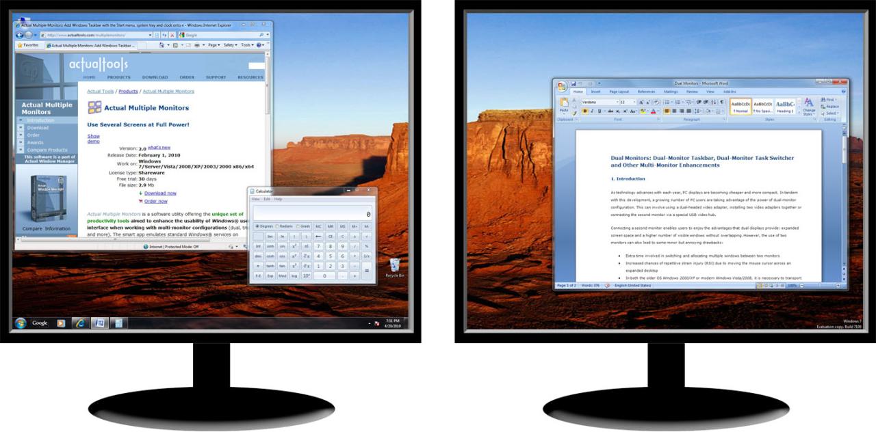 Dual monitors