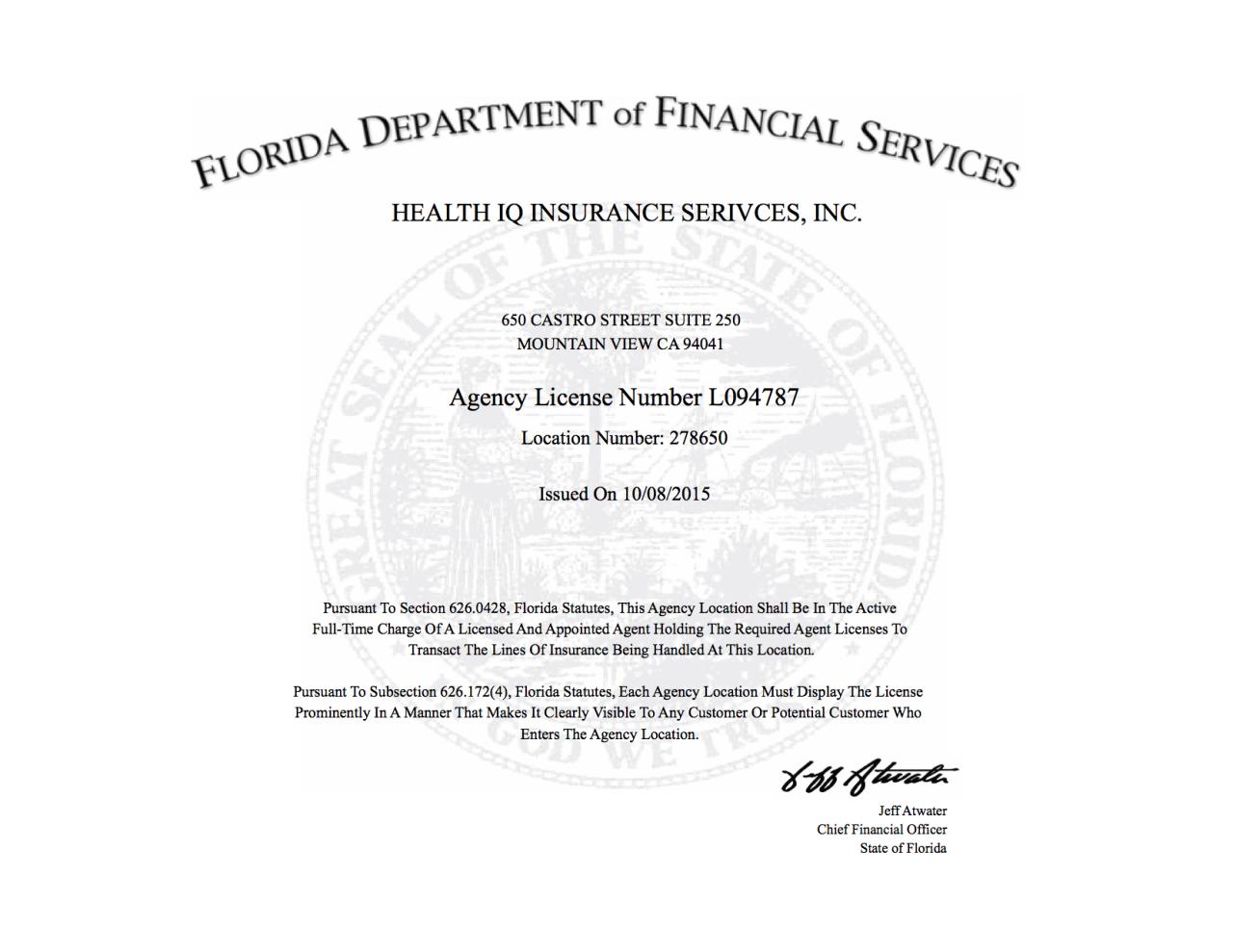 State of florida life insurance