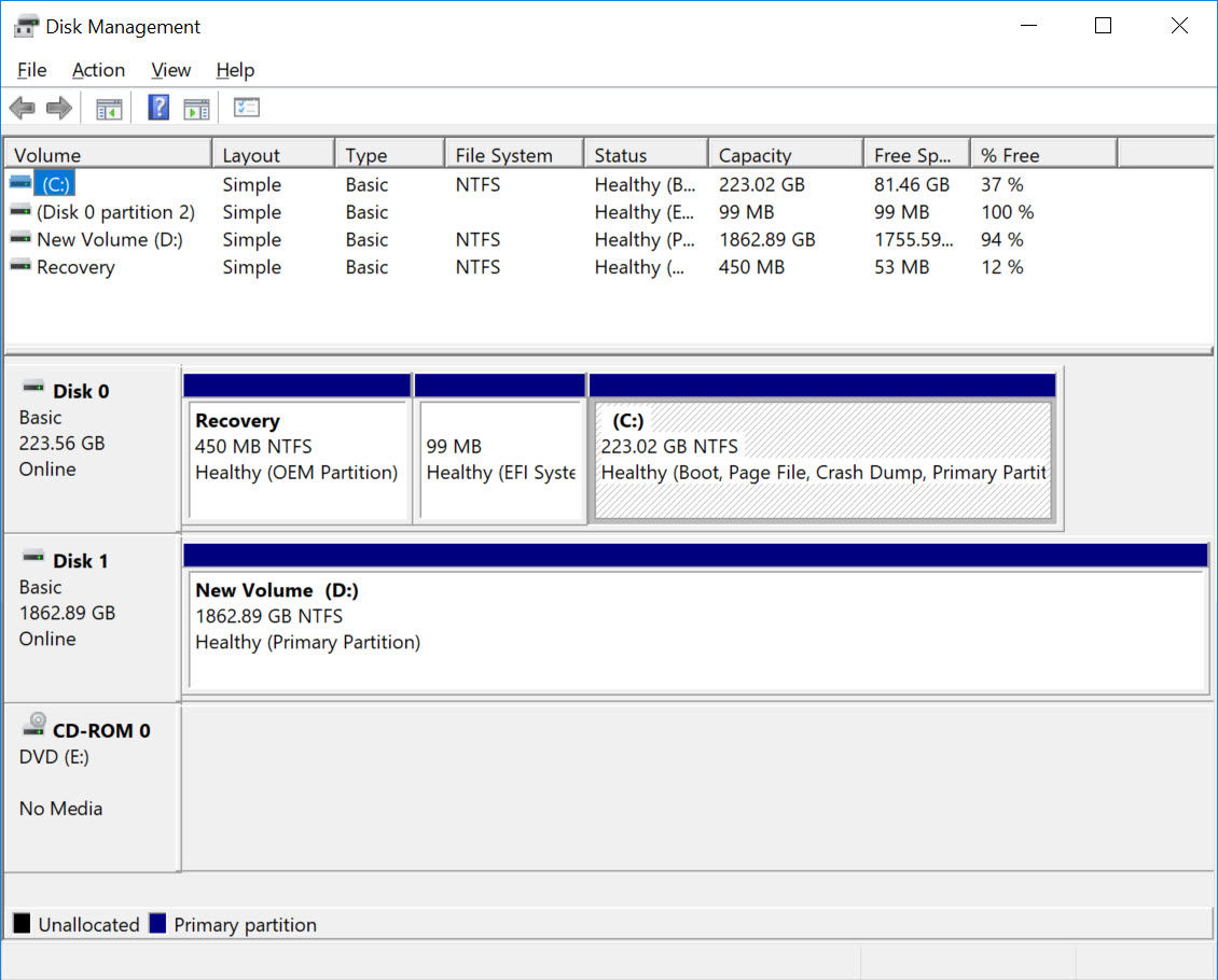 Disk windows create partition window click volume moving following next