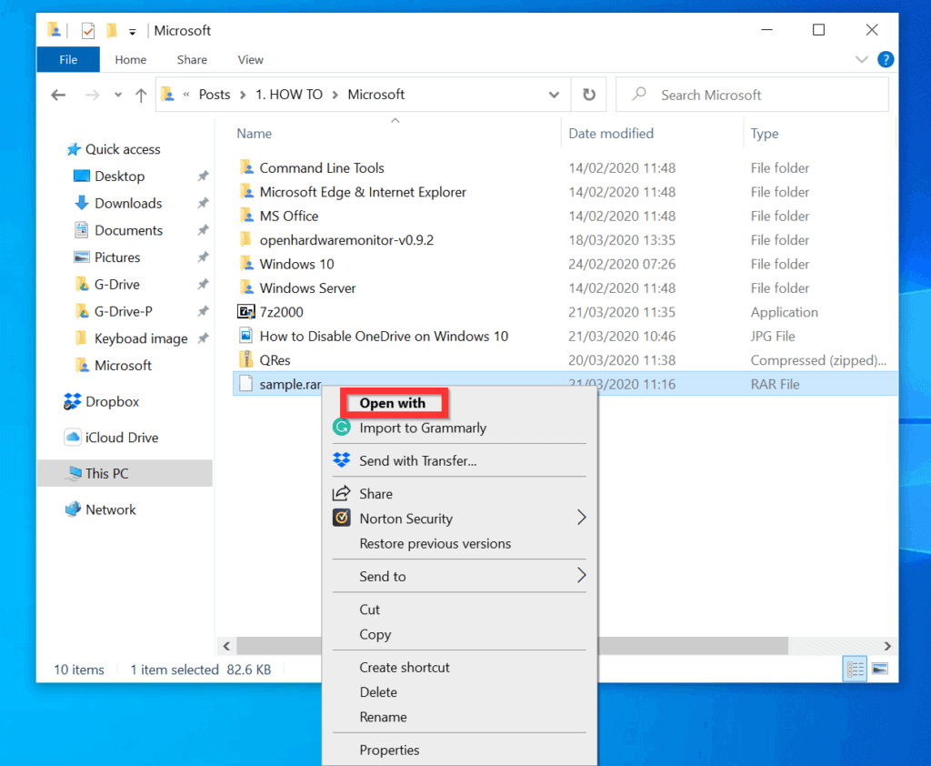 Cara buka file rar di windows 10