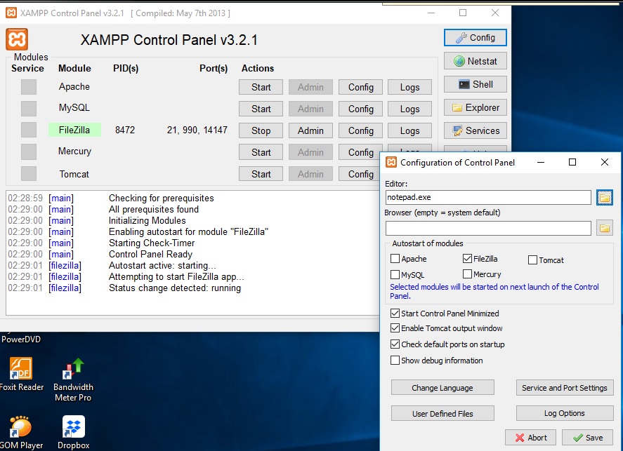 Xampp computer apache separately configure able button