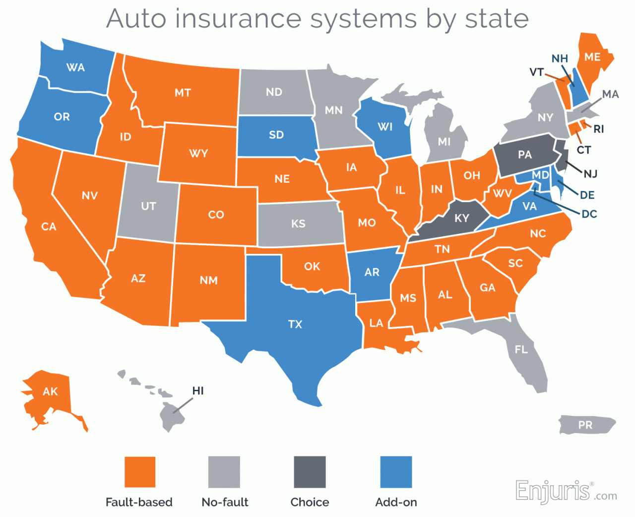 No fault auto insurance states