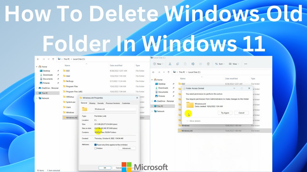 Windows old delete folder technastic