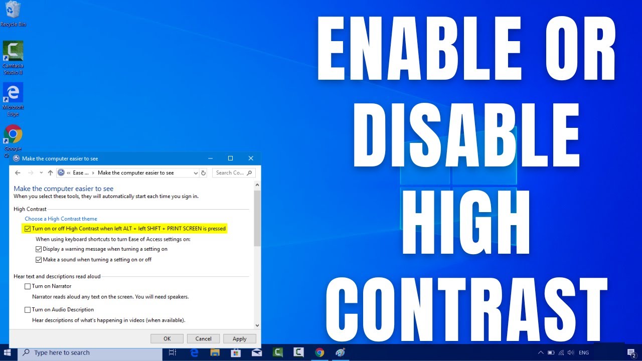 Contrast high windows set combination key disable introduced enable microsoft also has