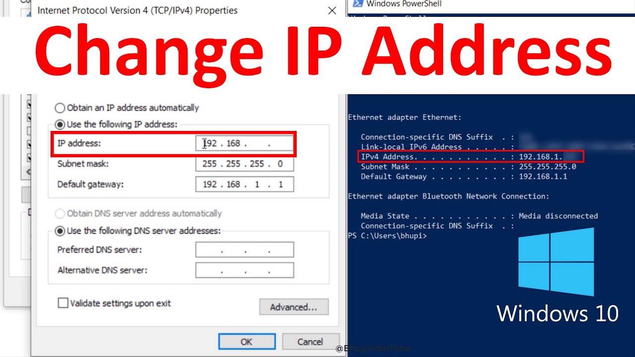 Ip xp windows address change