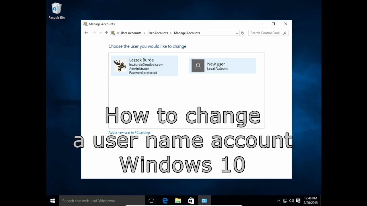 Windows change name account username user winbuzzer whatsapp