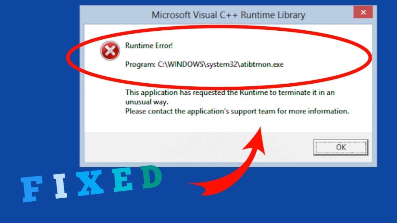 Runtime error system32 windows exe microsoft library fix