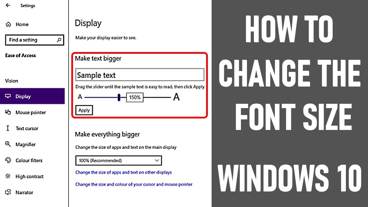 Size font windows change system pureinfotech update