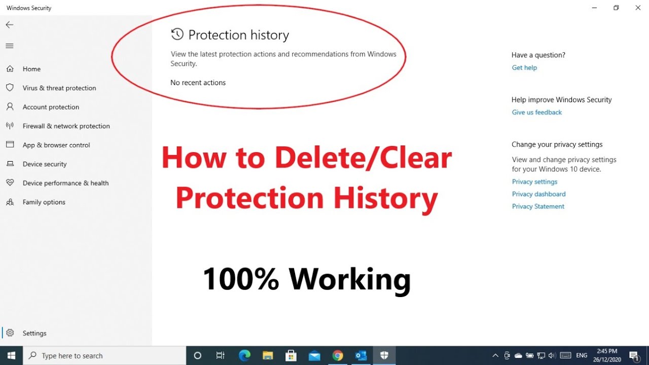 Cara menghapus protection history windows 10