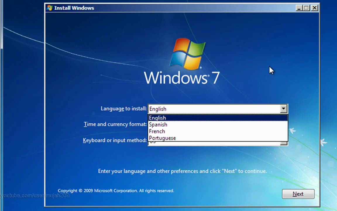 Cara menginstal windows 7 singkat