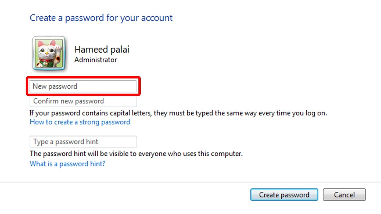 Cara buat password windows 7