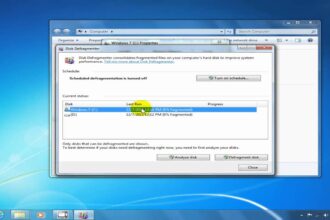 Windows perform defragmentation disk