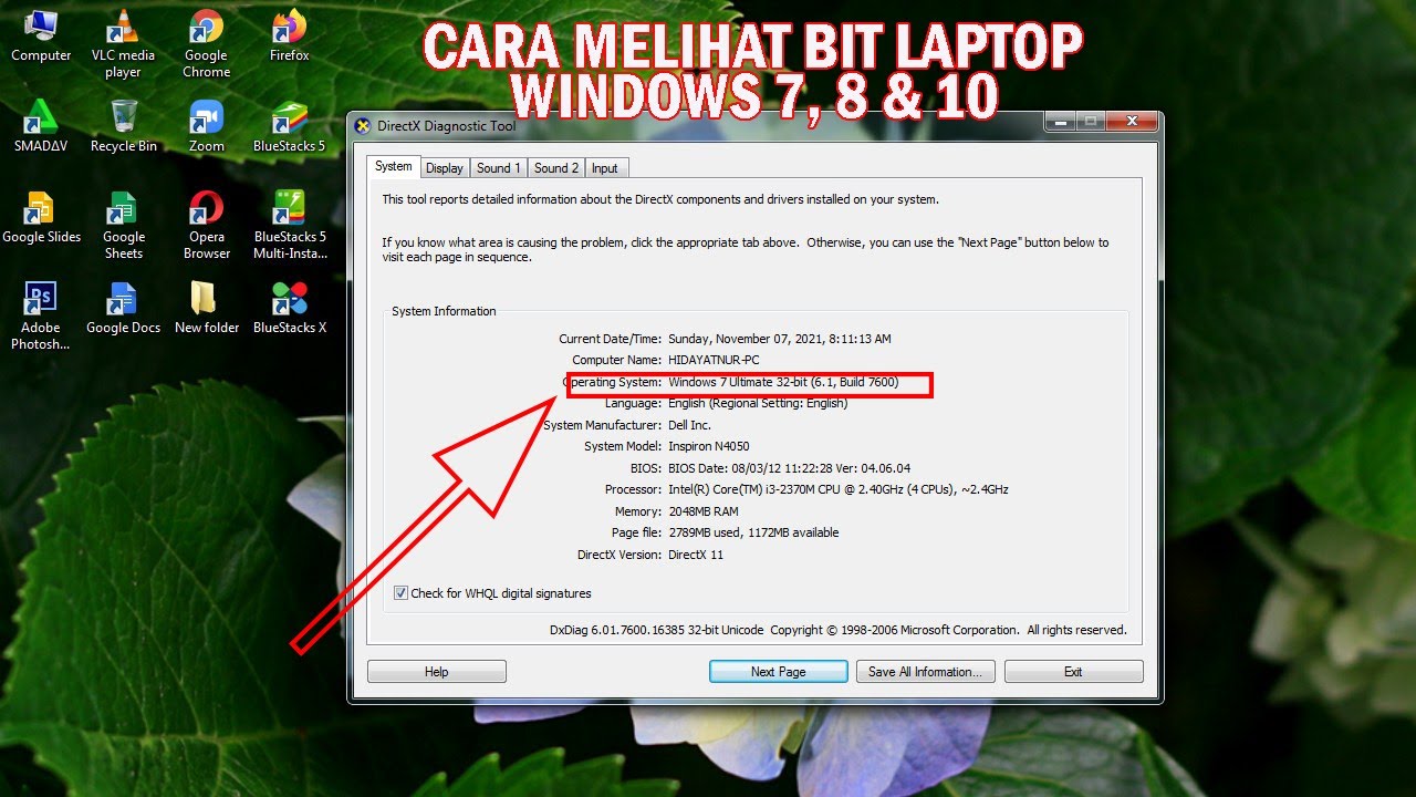 Cara melihat bit laptop windows 7