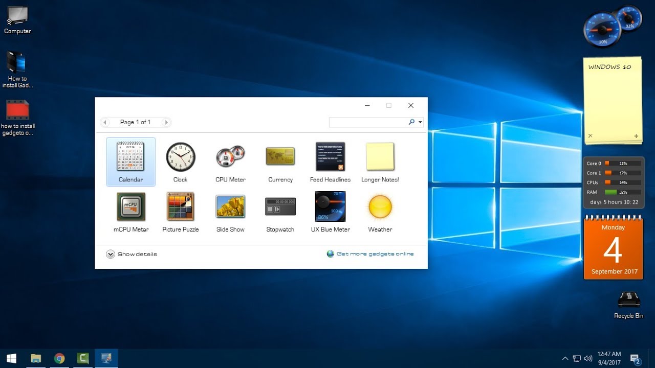 Cara menambahkan gadget di windows 10