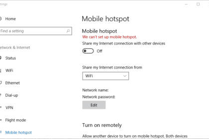 Cara mengaktifkan mobile hotspot di windows 10 yang bermasalah