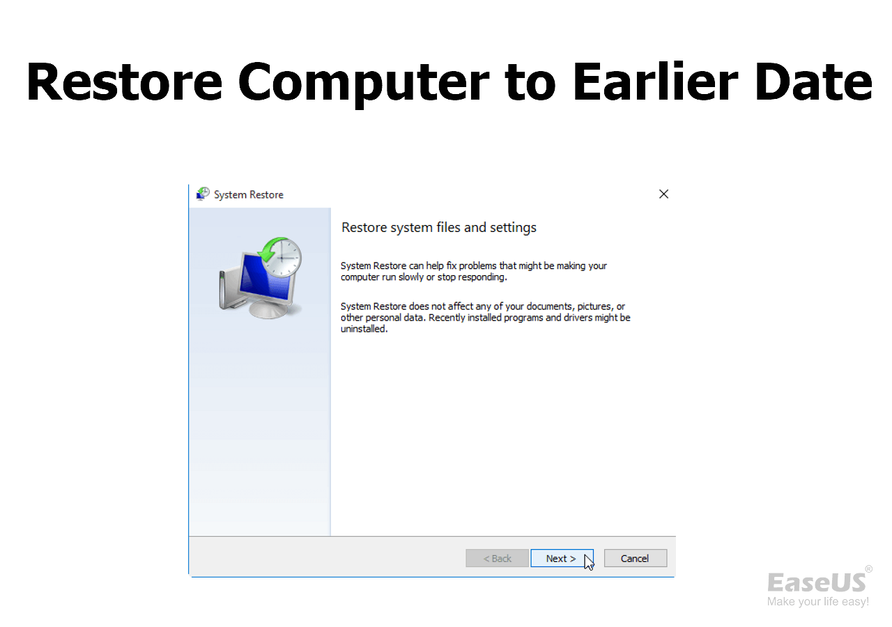 Restore windows computer system earlier date