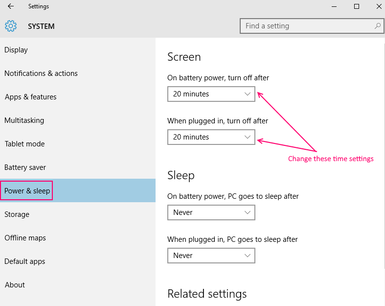 Lock screen windows timeout change setting