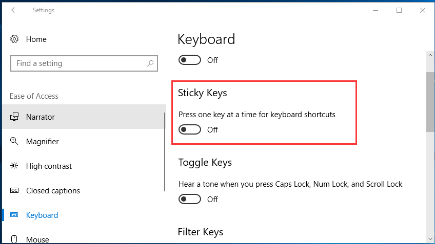 Cara mematikan sticky keys windows 10