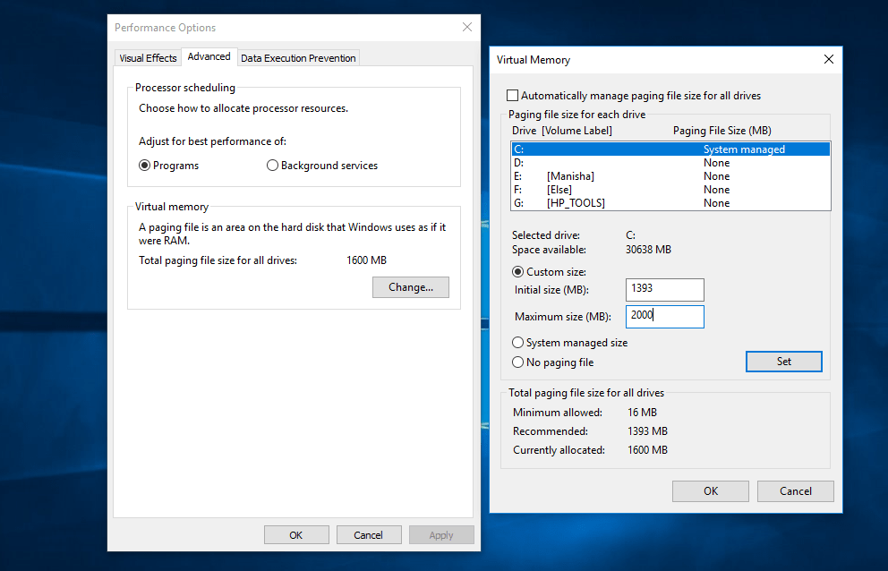 Cara merubah virtual memory windows 10