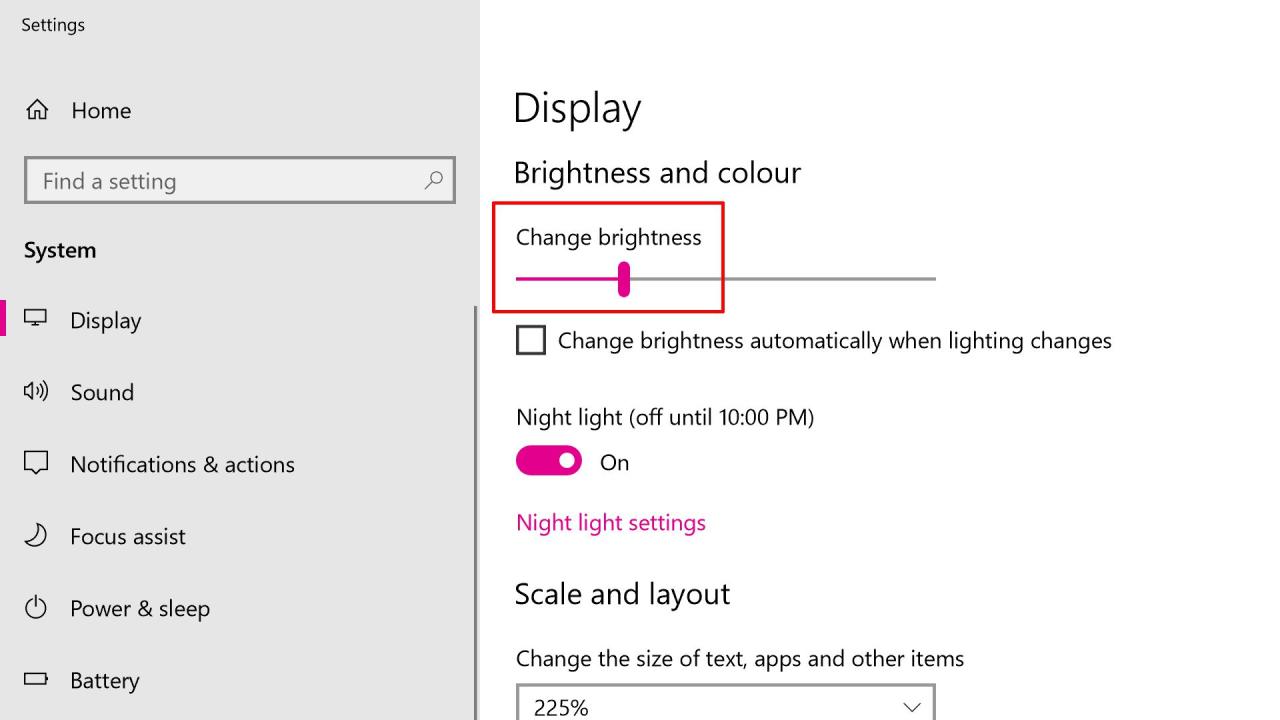 Brightness screen windows adjust