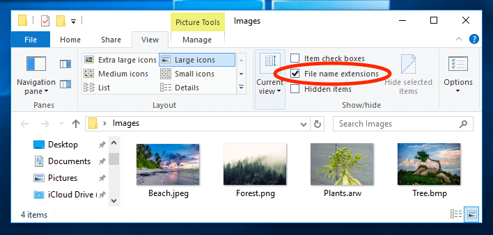 Cara menampilkan ekstensi file windows 10